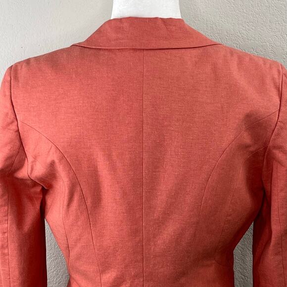 Allen by ABS Peach Linen Blend One Button Notch Lapel Blazer Jacket NWT Size 6 - Picture 9 of 12
